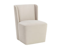 Sunpan Aamita Wheeled Dining Chair - Piccolo Pebble/Piccolo Prosecco/Tobacco Tan