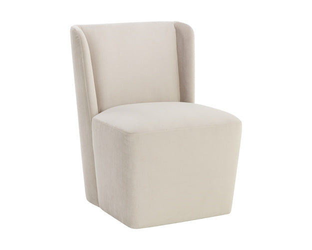 Sunpan Aamita Wheeled Dining Chair - Piccolo Pebble/Piccolo Prosecco/Tobacco Tan