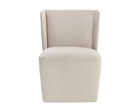 Sunpan Aamita Wheeled Dining Chair - Piccolo Pebble/Piccolo Prosecco/Tobacco Tan