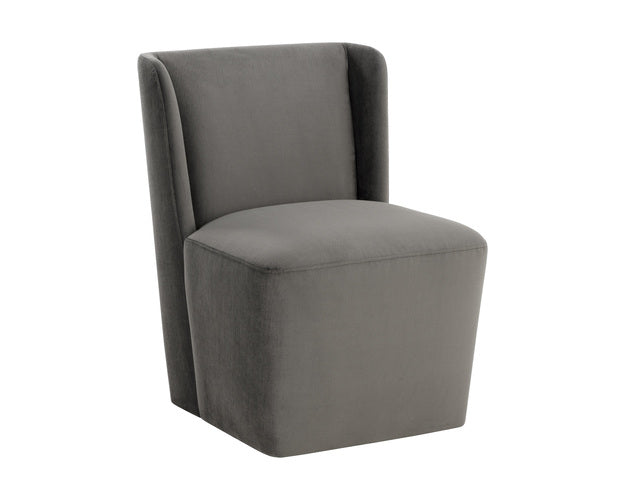 Sunpan Aamita Wheeled Dining Chair - Piccolo Pebble/Piccolo Prosecco/Tobacco Tan