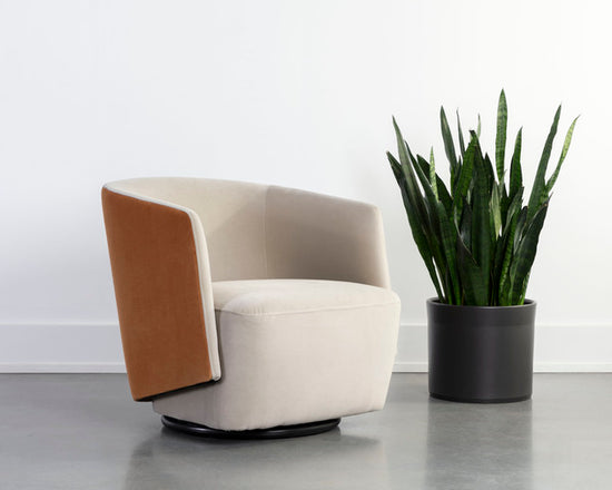 Sunpan Sarina Swivel Lounge Chair - Meg Taupe / Meg Gold