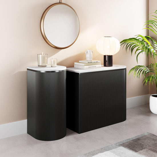 Zuo Modern Ormara Console Table Set in White and Black - 2-Piece