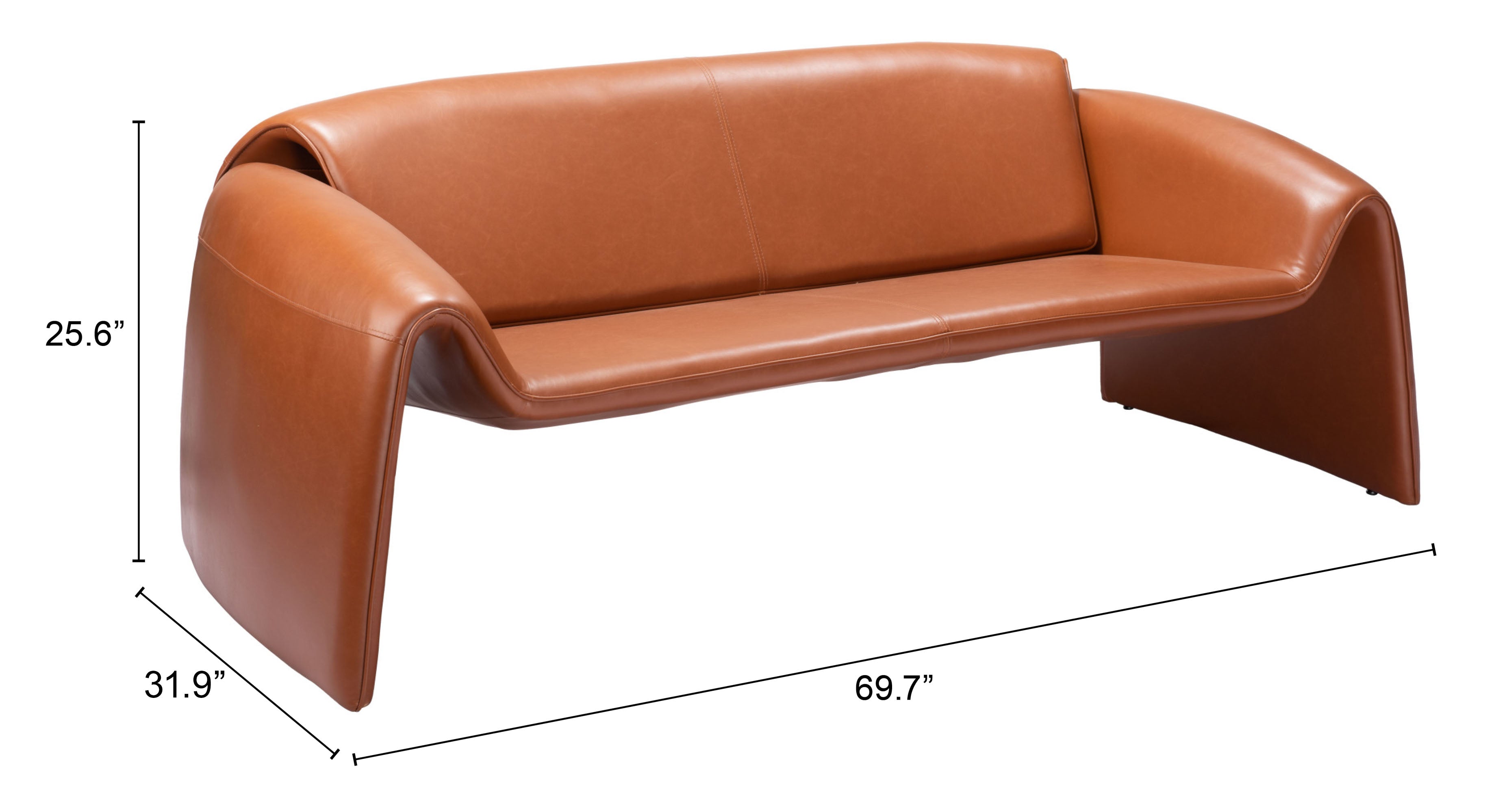 Zuo Modern Horten Sofa in Brown/Red