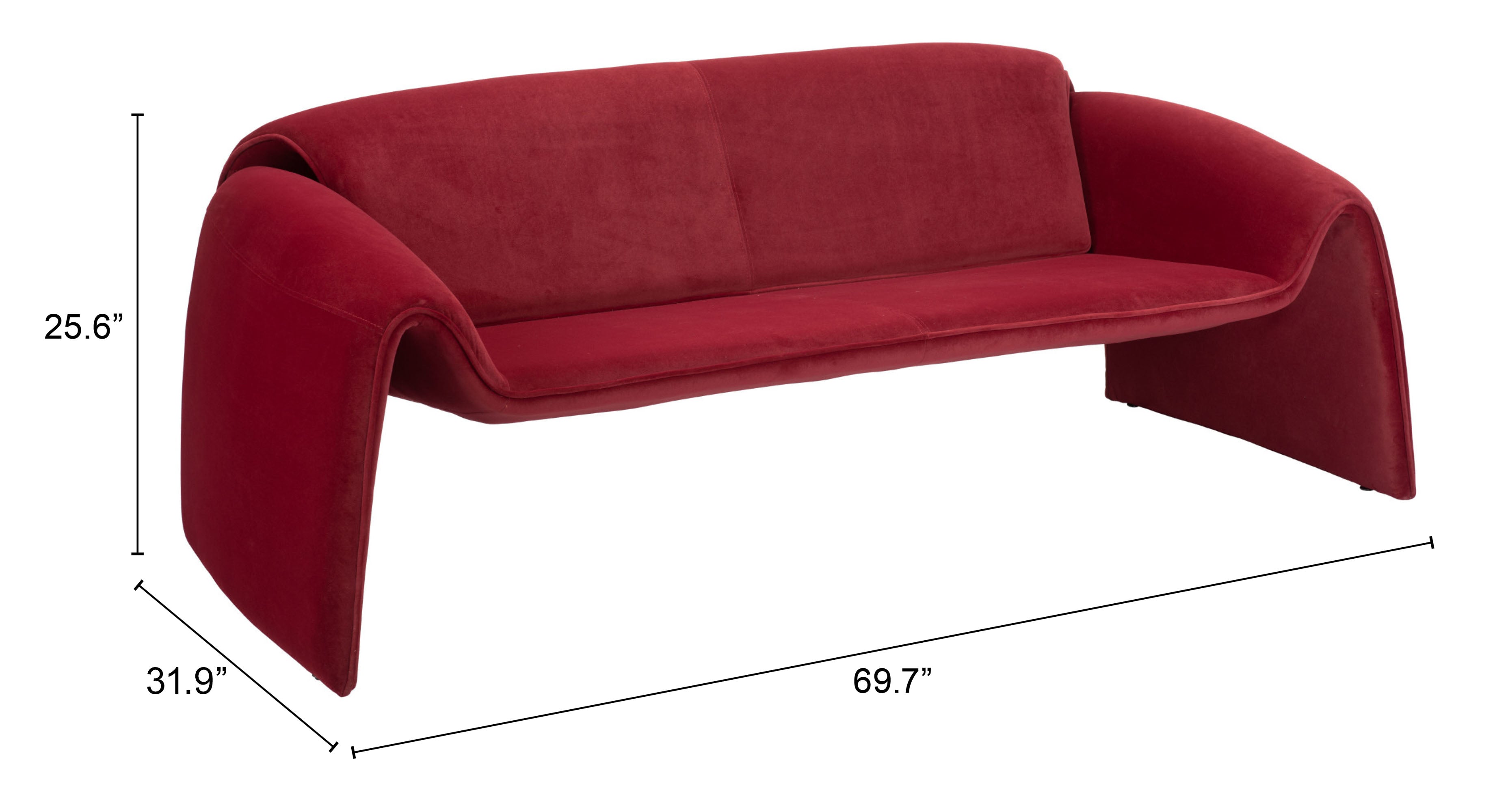 Zuo Modern Horten Sofa in Brown/Red