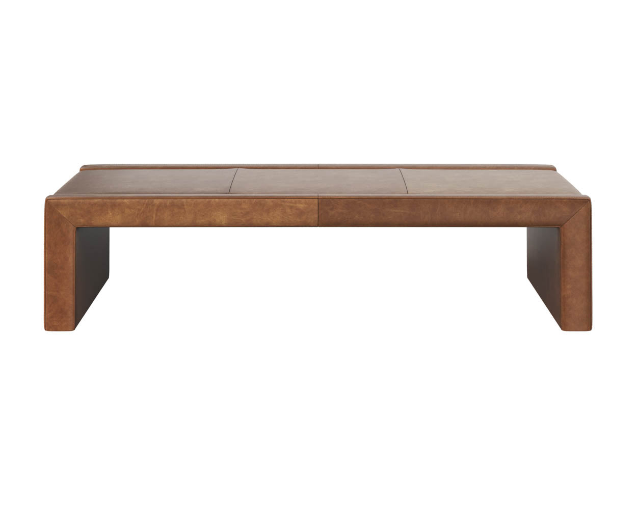 Sunpan Barella Coffee Table in Cognac Leather/Vintage Charcoal Leather