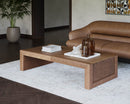 Sunpan Barella Coffee Table in Cognac Leather/Vintage Charcoal Leather