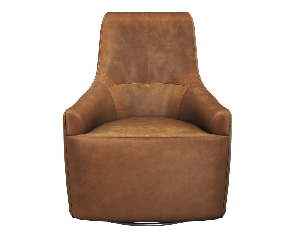 Sunpan Carmine Swivel Lounge Chair In Cognac Leather