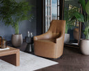 Sunpan Carmine Swivel Lounge Chair In Cognac Leather