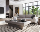 Sunpan Azelia Coffee Table in Camel Leather/Light Grey Leather