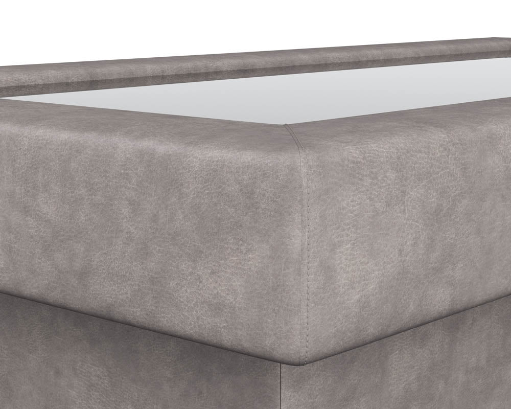 Sunpan Azelia Coffee Table in Camel Leather/Light Grey Leather