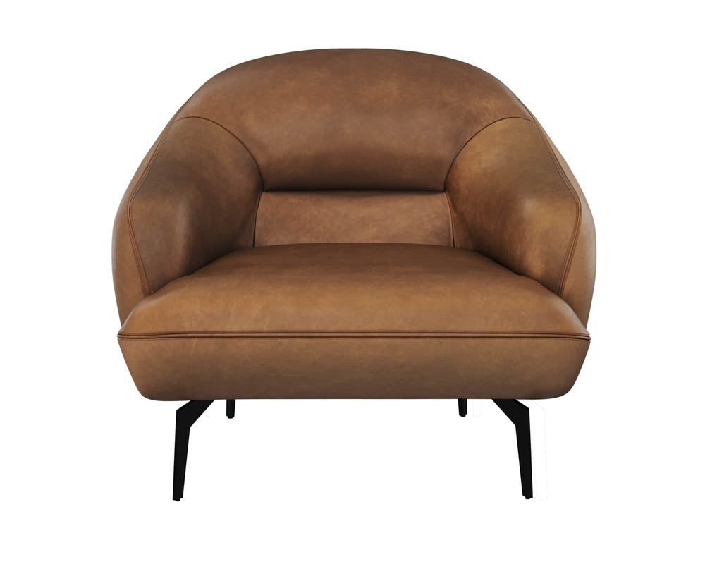 Sunpan Armani Armchair in Cognac Leather/Midnight Blue Leather