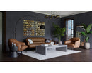 Sunpan Armani Armchair in Cognac Leather/Midnight Blue Leather