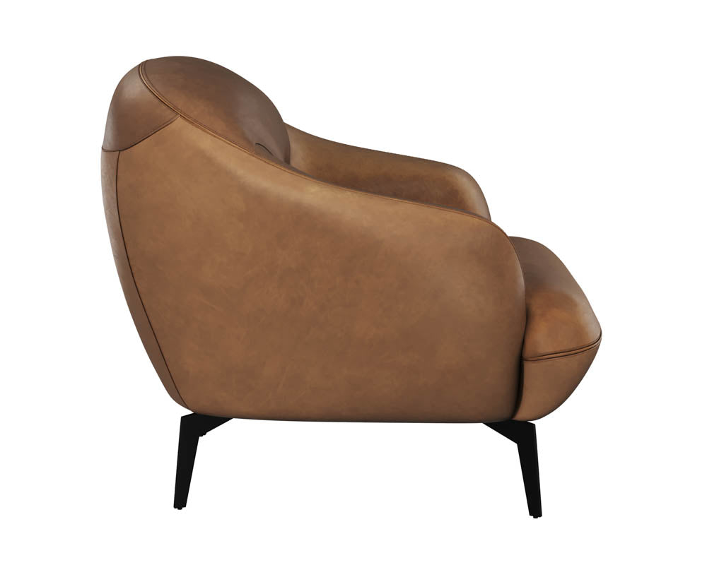 Sunpan Armani Armchair in Cognac Leather/Midnight Blue Leather