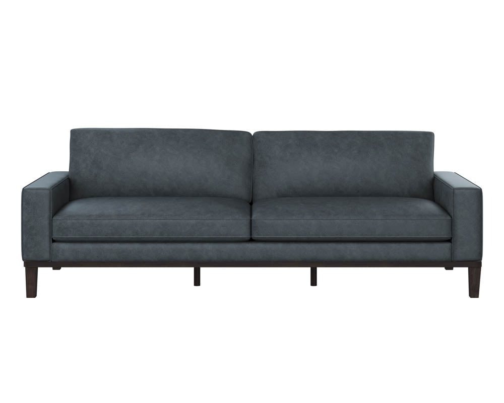 Sunpan Davilo Sofa in Light Grey Leather/Midnight Blue Leather