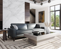 Sunpan Davilo Sofa in Light Grey Leather/Midnight Blue Leather