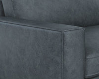 Sunpan Davilo Sofa in Light Grey Leather/Midnight Blue Leather
