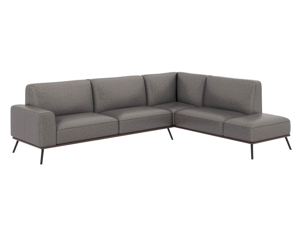 Sunpan Brandi Sofa Chaise in Camel Leather