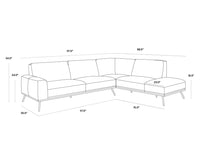 Sunpan Brandi Sofa Chaise in Camel Leather