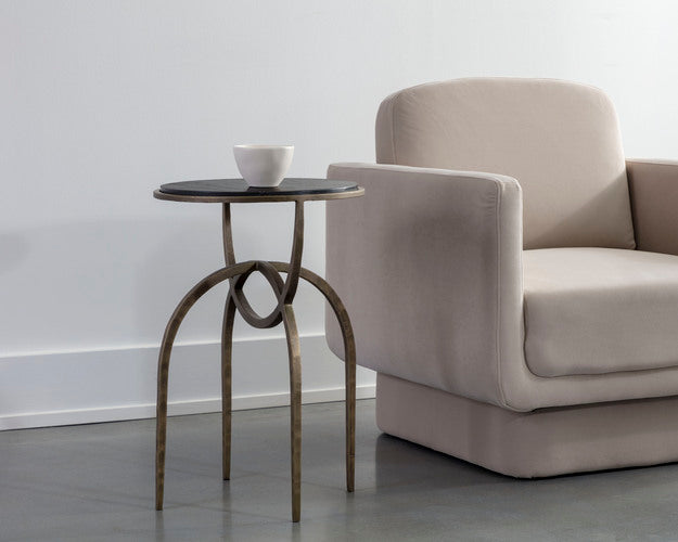 Sunpan Alicent End Table - Black Marble / White Marble