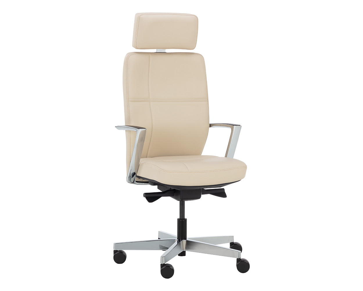 Sunpan Dennison Office Chair in Black Leather/Cream Leather/Sand Leather
