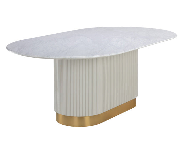 Sunpan Paloma Dining Table - Oval - White Marble - 84"