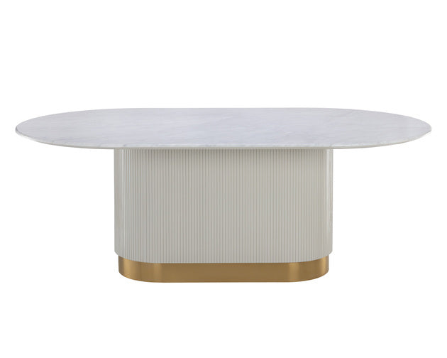 Sunpan Paloma Dining Table - Oval - White Marble - 84"