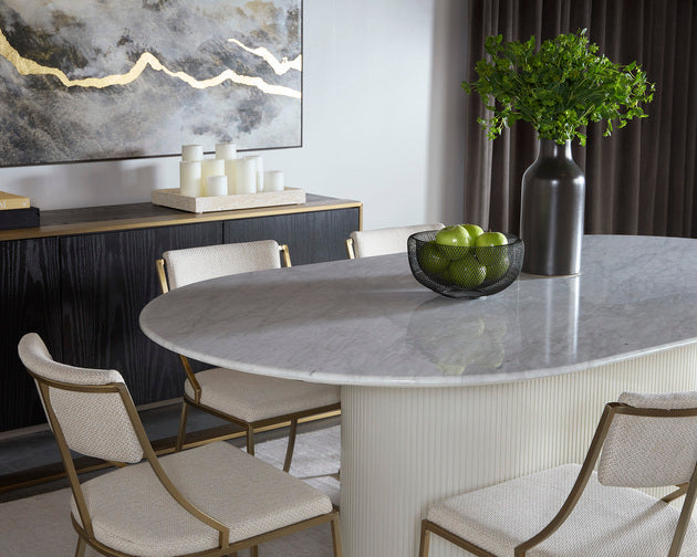 Sunpan Paloma Dining Table - Oval - White Marble - 84"