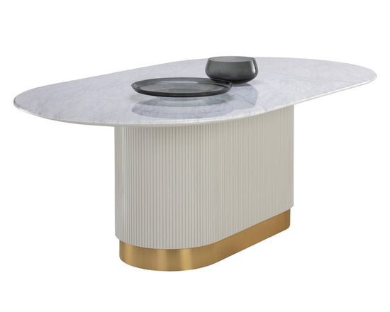 Sunpan Paloma Dining Table - Oval - White Marble - 84"