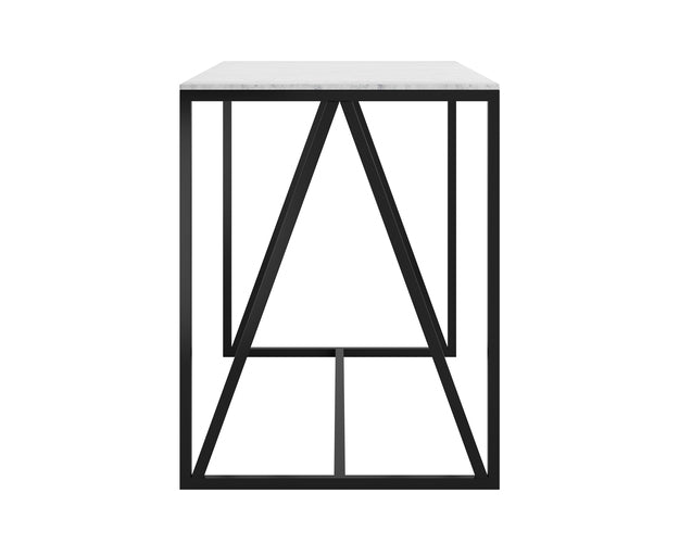 Sunpan Abel Counter Table in Stainless Steel and White Marble