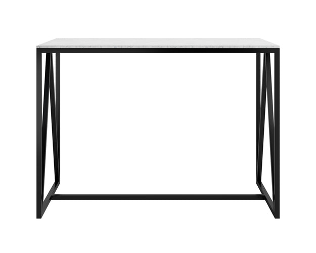 Sunpan Abel Counter Table in Stainless Steel and White Marble