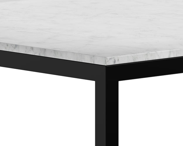 Sunpan Abel Counter Table in Stainless Steel and White Marble