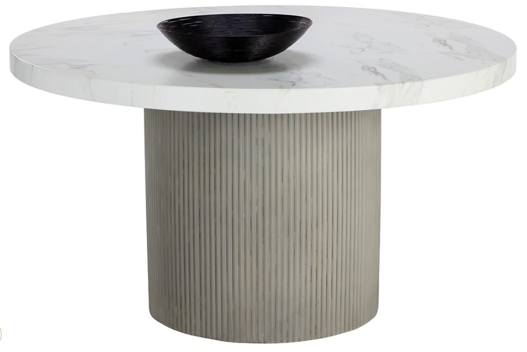 Sunpan Nicolette Dining Table Light Grey - Marble Look 55"