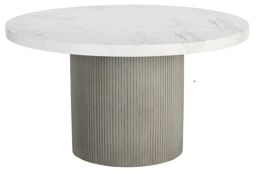 Sunpan Nicolette Dining Table Light Grey - Marble Look 55"
