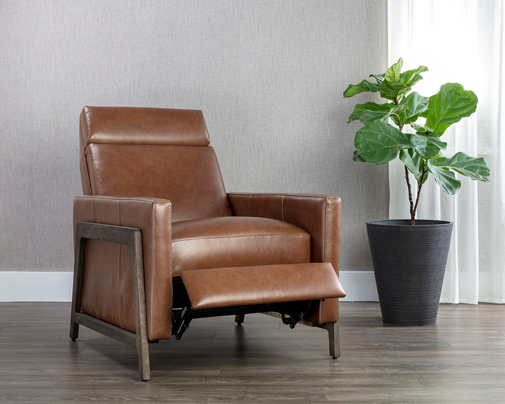 Sunpan Brandon Recliner - Shalimar Tobacco Leather