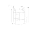 Sunpan Zanatta Counter Stool in Charcoal Black Leather/Tan Leather