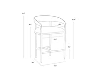 Sunpan Zanatta Counter Stool in Charcoal Black Leather/Tan Leather