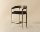Sunpan Zanatta Counter Stool in Charcoal Black Leather/Tan Leather