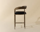 Sunpan Zanatta Counter Stool in Charcoal Black Leather/Tan Leather
