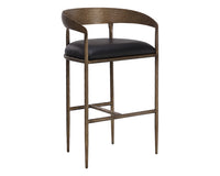 Sunpan Zanatta Barstool in Charcoal Black Leather / Tan Leather