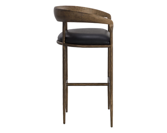 Sunpan Zanatta Barstool in Charcoal Black Leather / Tan Leather