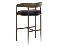 Sunpan Zanatta Barstool in Charcoal Black Leather / Tan Leather