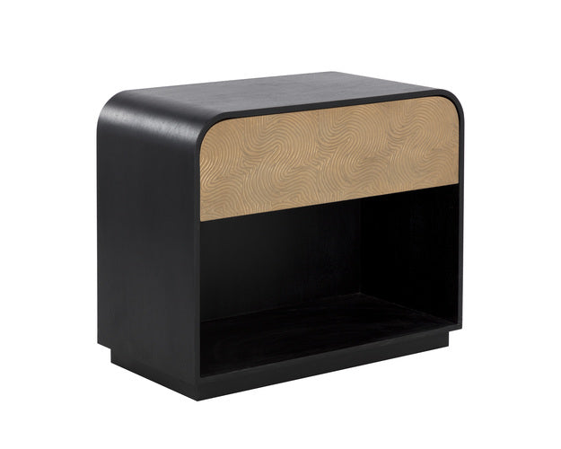 Sunpan Aalgarve Nightstand - Black - Champagne Gold / Grey