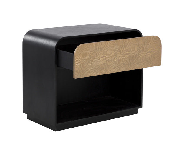 Sunpan Aalgarve Nightstand - Black - Champagne Gold / Grey