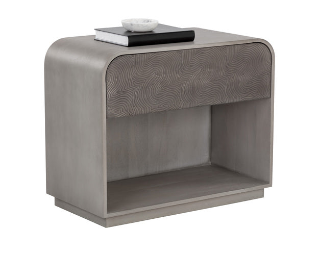 Sunpan Aalgarve Nightstand - Black - Champagne Gold / Grey