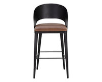 Sunpan Dezirae Barstool - Antique Brass - Charcoal Black Leather