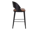 Sunpan Dezirae Barstool - Antique Brass - Charcoal Black Leather