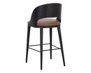 Sunpan Dezirae Barstool - Antique Brass - Charcoal Black Leather