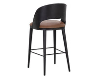 Sunpan Dezirae Barstool - Antique Brass - Charcoal Black Leather