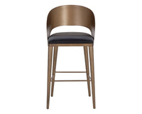 Sunpan Dezirae Barstool - Antique Brass - Charcoal Black Leather