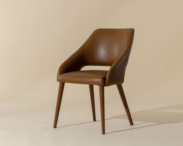 Sunpan Galen Dining Chair in Missouri Cognac / Linea Light Grey Leather